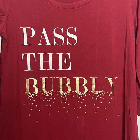 Soma Nightgown Red Scoop Neck Long Sleep Shirt Pass The Bubbly Lounge XS New a12 - Picture 2 of 6